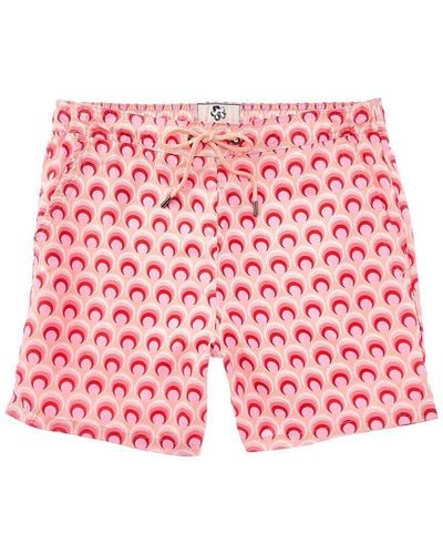Ted Baker Totley Small Scale Geometric Swim Short - Red