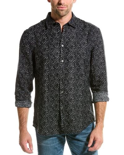 John Varvatos Slim Fit Linen-blend Shirt - Black
