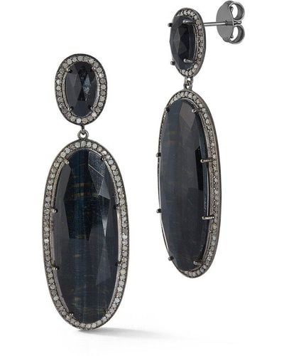 Banji Jewelry Silver 2.11 Ct. Tw. Diamond & Black Onyx Statement Earrings - Blue