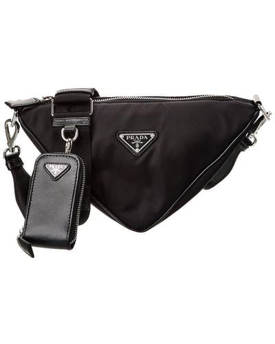 Prada Triangle Nylon Shoulder Bag - Black