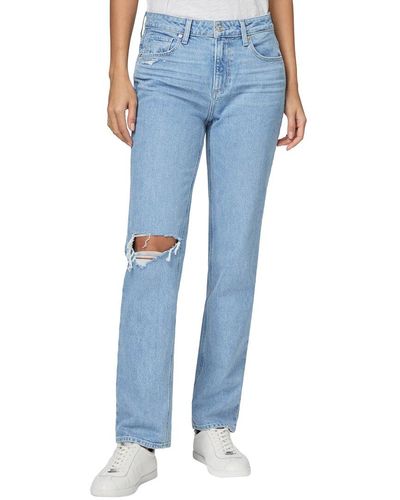 PAIGE Noella Starcourt Destructed Relaxed Straight Leg Jean - Blue