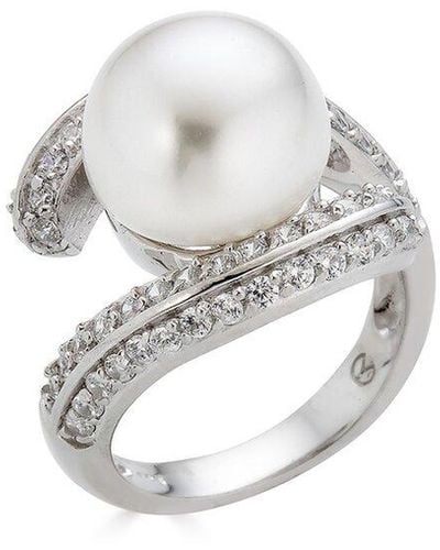 Belpearl Silver 12-11mm Pearl Cz Ring - White