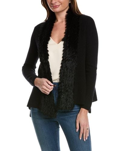 InCashmere Fuzzy Wool & Cashmere-blend Cardigan - Black