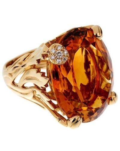 Dior Dior 18K 44.62 Ct. Tw. Diamond & Citrine Cocktail Ring (Authentic Pre-Owned) - White