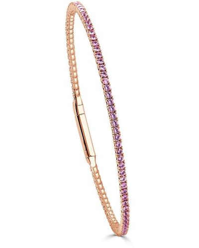 Sabrina Designs 14k Rose Gold 1.92 Ct. Tw. Diamond & Pink Sapphire Flexible Bangle Bracelet - White