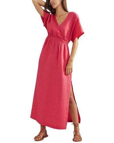 Boden Linen Kaftan Maxi Dress - Red