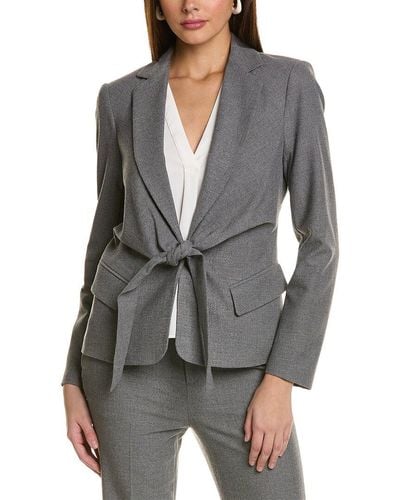 Donna Karan Tie-front Wrap Blazer - Grey