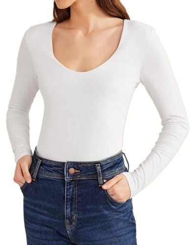 Boden Fitted Double Layer Scoop Neck Top - White
