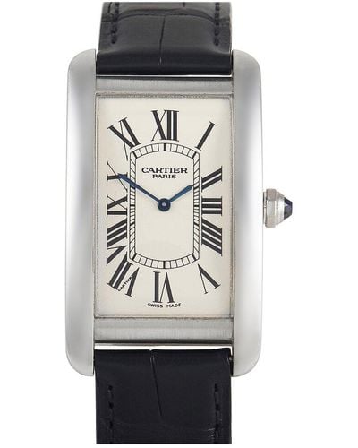 Cartier Tank Americaine Platinum Watch 1734B Watch (Authentic Pre-Owned) - Black