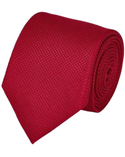 Charles Tyrwhitt Texture Plain Stain Resist Classic Silk Tie - Red