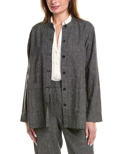 Eileen Fisher Long Shirt Jacket - Gray