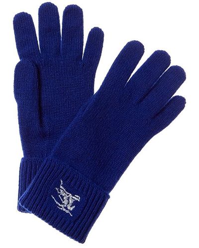 Burberry Embroidered Cashmere-blend Gloves - Blue