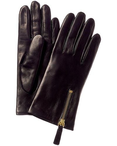 Portolano Zipper Leather Gloves - Blue