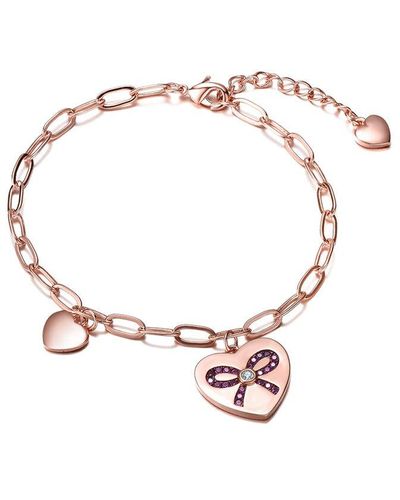 Rachel Glauber 18k Rose Gold Plated Cz Love Bracelet - Multicolour
