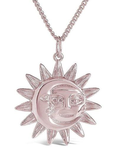 Sterling Forever 14k Rose Gold Plated Moon & Sun Pendant Necklace - Pink