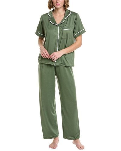 ANNA KAY 2pc Kassie Silk-blend Pajama Set - Green