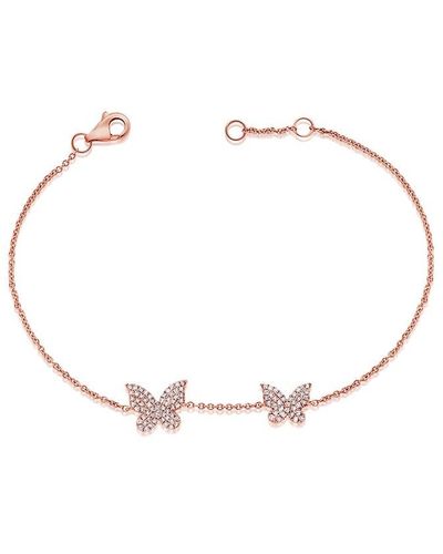 Shy Creation 14k Rose Gold .30ct Diamond Butterfly Bracelet SC55020621