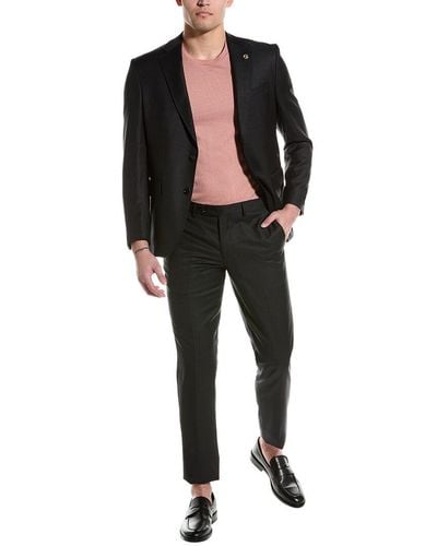 Ted Baker 2pc Wool Flat Front Suit - Black