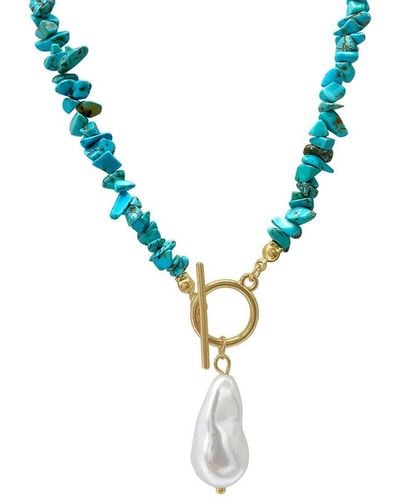 Adornia 14k Plated Pearl Toggle Necklace - Metallic