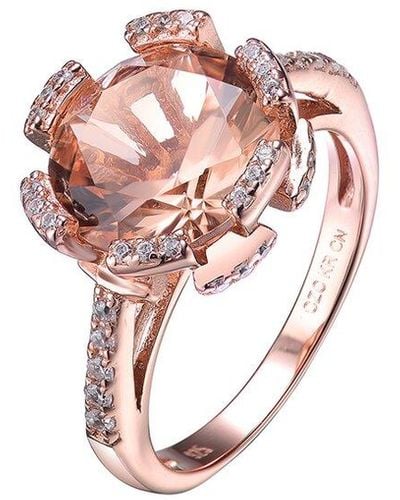 Genevive Jewelry 18k Rose Gold Vermeil Cz Ring - Pink