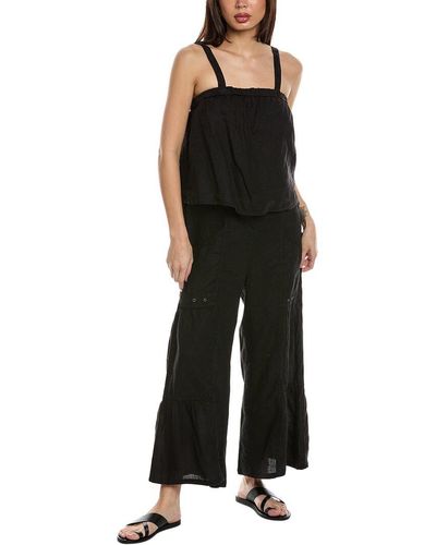 XCVI Cleon Flounce Linen Jumpsuit - Black