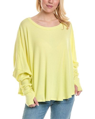 Free People Microphone Drop Thermal Pullover - Yellow