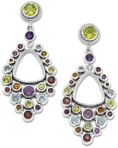 Samuel B. Silver 4.82 Ct. Tw. Gemstone Cluster Earrings - Metallic