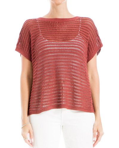 Max Studio Mesh Linen-blend Sweater - Red