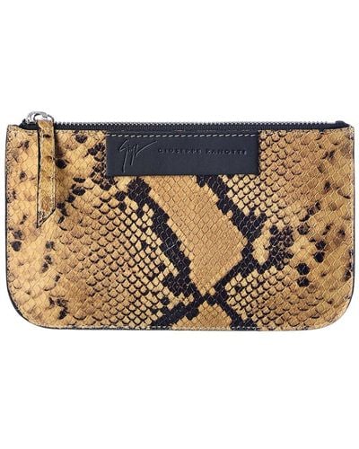 Giuseppe Zanotti Bresly Snake-embossed Leather Pouch - Brown
