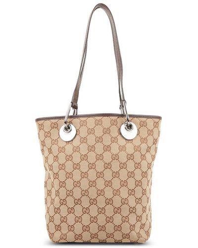 Gucci Gg Canvas Eclipse Tote (Authentic Pre-Owned) - Natural