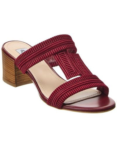 Tod's Double T Strap Suede Sandals - Red