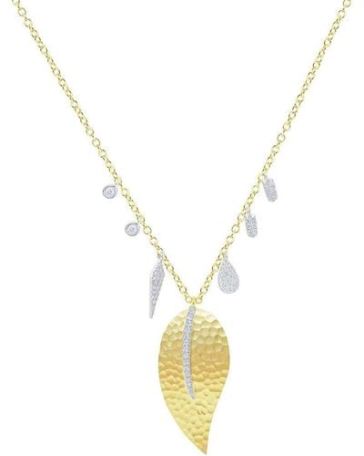 Meira T 14k 0.25 Ct. Tw. Diamond Leaf Necklace - Metallic