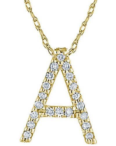 Suzy Levian 14k 0.1 Ct. Tw. Diamond Initial Necklace - Metallic