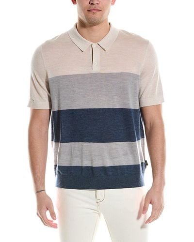 Ted Baker Cove Multi Striped Wool Polo Shirt - Blue