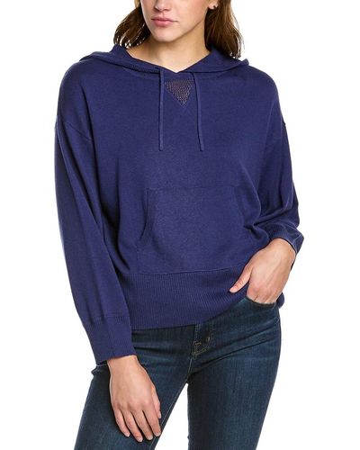 Hannah Rose Lizzy Cropped Cashmere-blend Hoodie - Blue