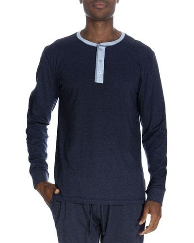 Unsimply Stitched Henley Shirt - Blue