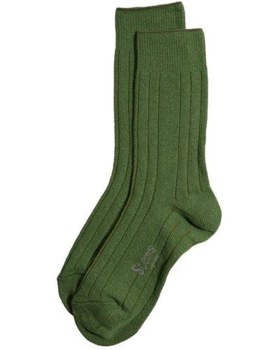 Stems Lux Cashmere & Wool-blend Crew Sock Gift Box - Green