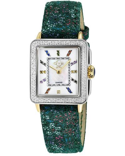Gv2 Gevril Padova Gemstone Floral Watch - Green