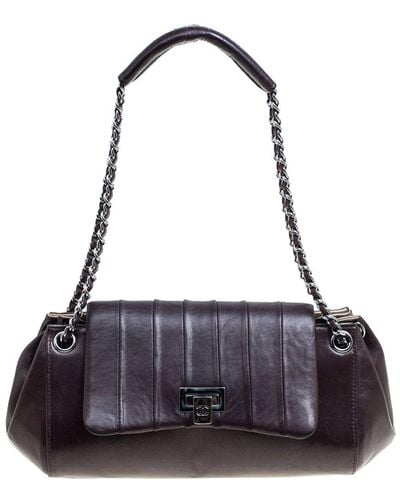 Chanel Quilted Leather Vertical Accordion Flap Bag (Authentic Pre-Owned) - Purple