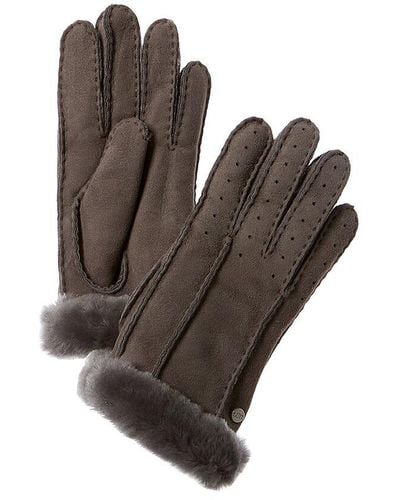 UGG Classic Perforated Two Point Suede Gloves - Brown