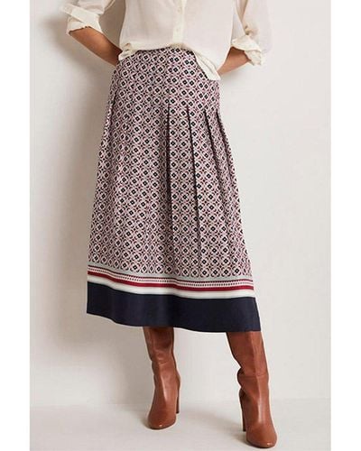 Boden Pleated Printed Midi Skirt - Multicolour