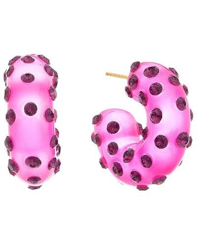 Oscar de la Renta 14k Neon Baby Puff Earrings - Pink