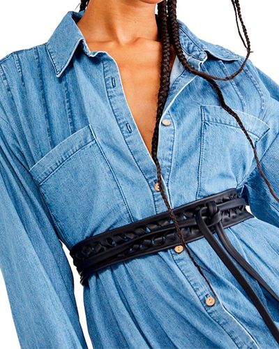 Ada Ava Wrap Leather Belt - Blue