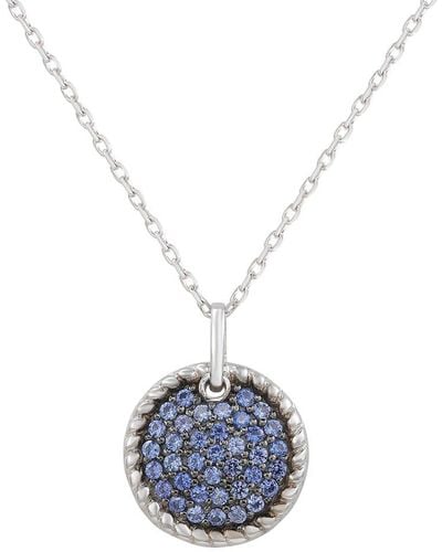 Suzy Levian Silver 0.02 Ct. Tw. Diamond & Sapphire Pendant - Blue