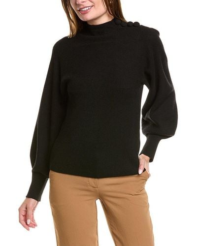 Rebecca Taylor Rib Mock Neck Wool & Cashmere-blend Jumper - Black