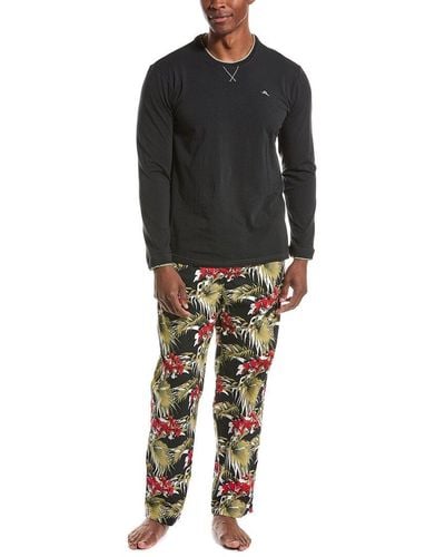 Tommy Bahama 2pc Pajama Pant Set - Black