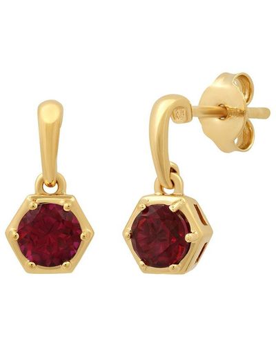 MAX + STONE Max + Stone 14k Over Silver 0.80 Ct. Tw. Garnet Drop Earrings - Multicolor