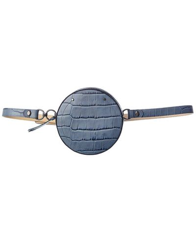 Longchamp Cavalcade Round Croc-embossed Leather Belt Bag - Blue