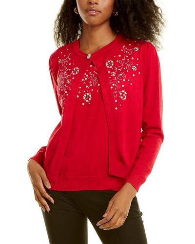 Joseph A 2pc Cardigan & Tank Set - Red