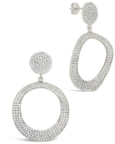 Sterling Forever Rhodium Plated Cz Juniper Statement Drop Earrings - White